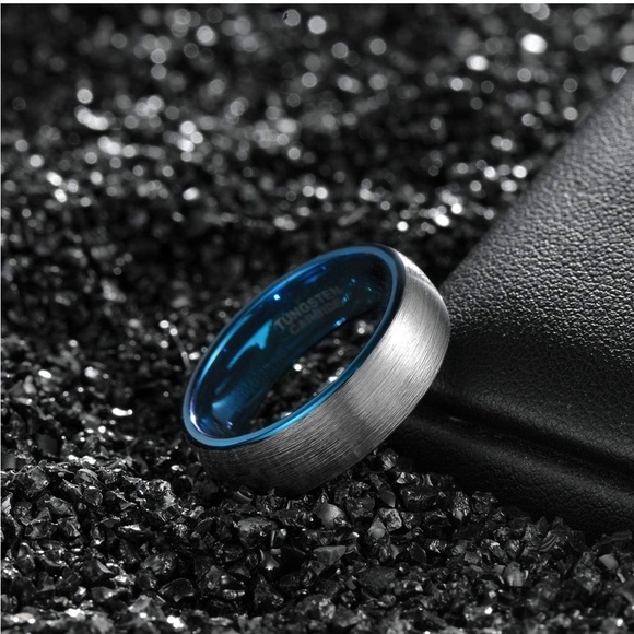 Men's Blue and Silver Ring - Picture 2 of 7